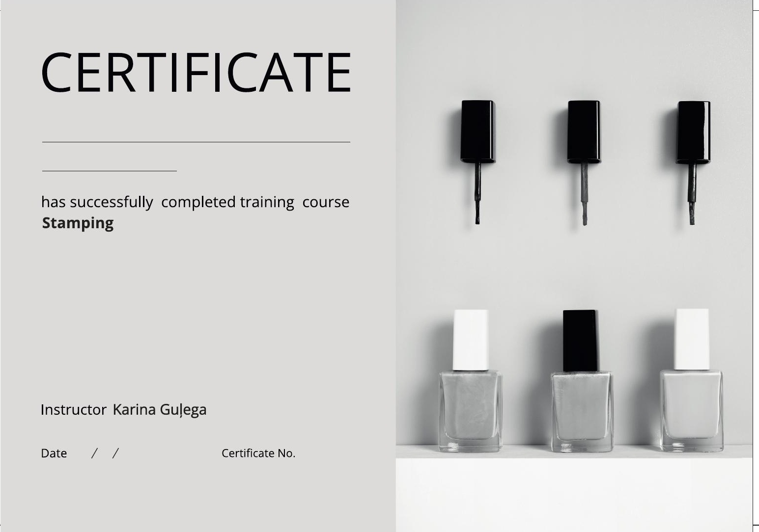 Certificate sample: Stamping
